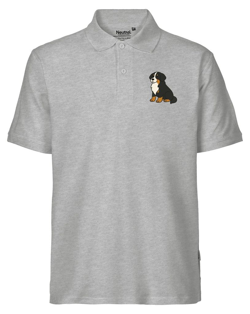 Huuraa Herren Polo Shirt Berner Sennenhund Comic Berner S Sport Grey Bio Baumwolle Fairtrade Poloshirt Geschenkidee