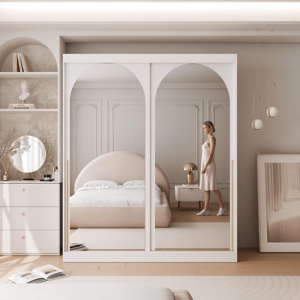 Schwebetürenschrank CLARITY mit Spiegel zweitürig Eleganter moderner Kleiderschrank für Schlafzimmer und Flur elegant modern das Kleidershrank g...