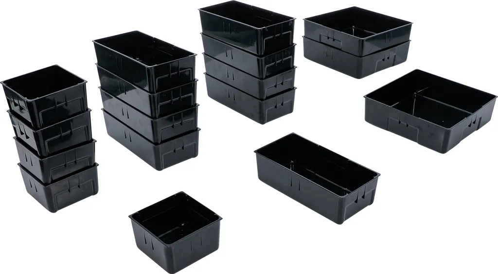 Bacs de rangement transparents 17 pcs - Plastique robuste et empilable