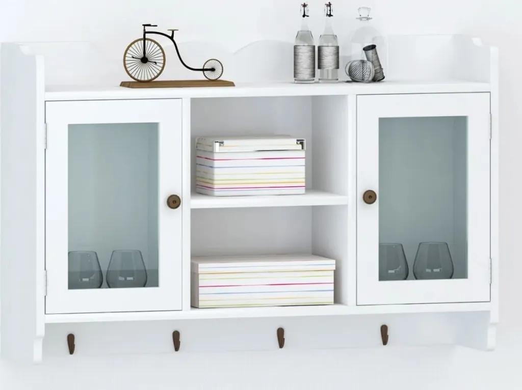 Armoire suspendue design en MDF blanc robuste - Rangement mural compact