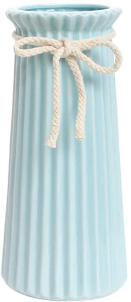 Vase à fleurs en céramique bleu de 19 cm pour décoration de table chic
