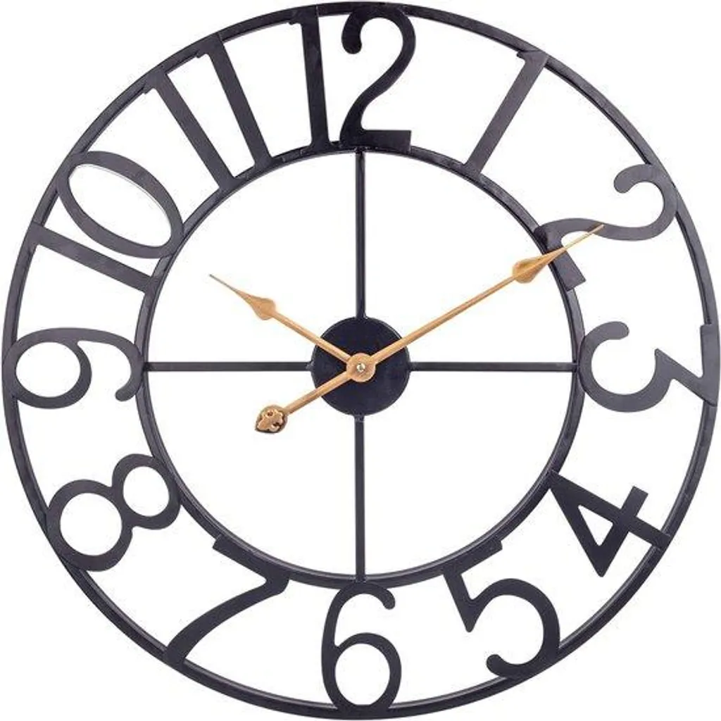 Horloge murale 76 cm sans tic-tac métal noir pour un sommeil paisible