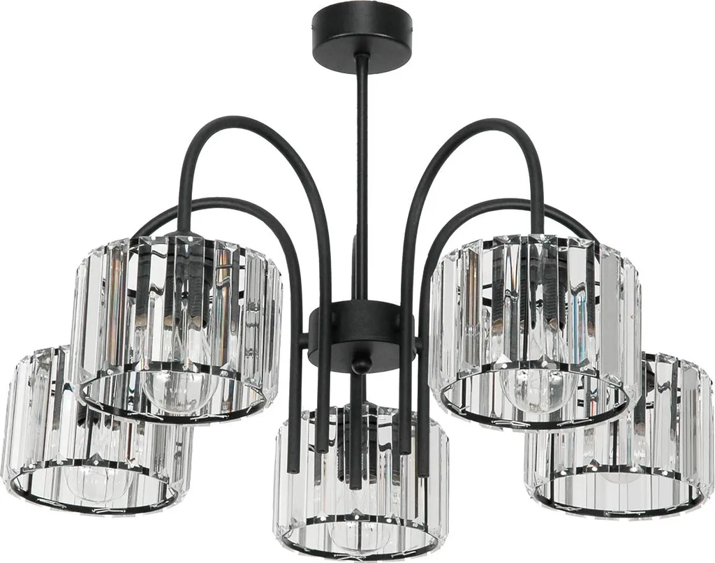 Lampe Suspension Noire Design Tuyau avec Cristal Scintillant 15-110