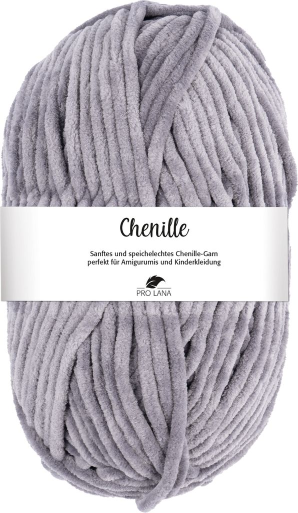 Pro Lana CHENILLE 100 g samtig weich und stabiles Chenille Garn 110 m Farbe 092 - grau