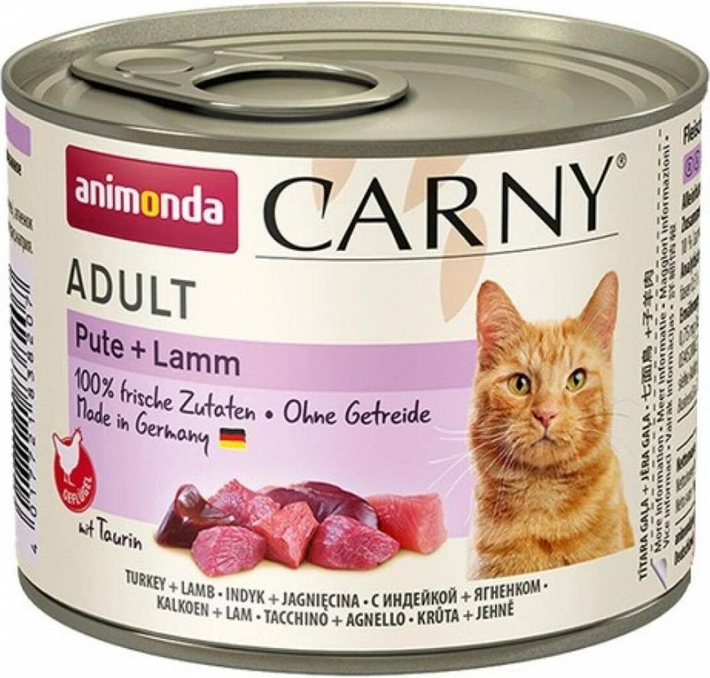 animonda Carny Adult Pute + Lamm, Adult, Lamm, Türkei, 200 g, Getreidefrei, Ohne Soja, Ohne künstliche Farbstoffe