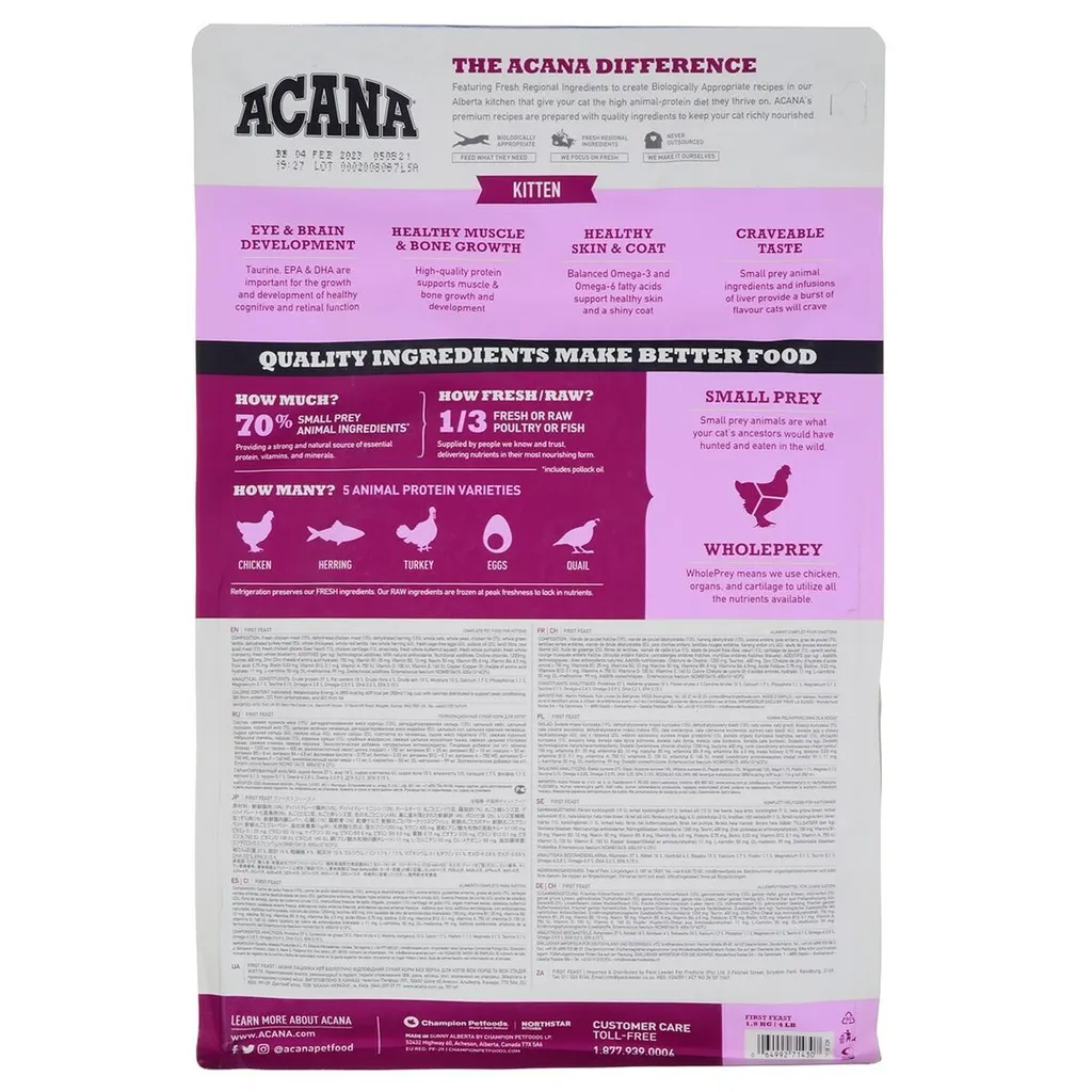 Acana First Feast Chatons Oiseaux 1,8kg - Croquettes croissance saine