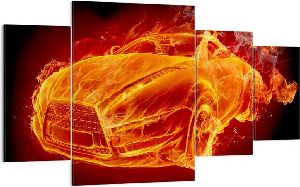 Bild auf Leinwand - Leinwandbild - Auto Flammen Räder - Produktbild 