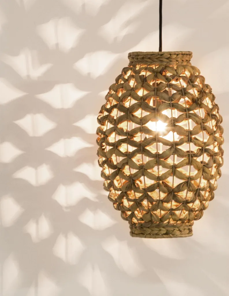Nova Luce GRIFFIN Lampada a Sospensione in Rattan E27 - Design Etnico