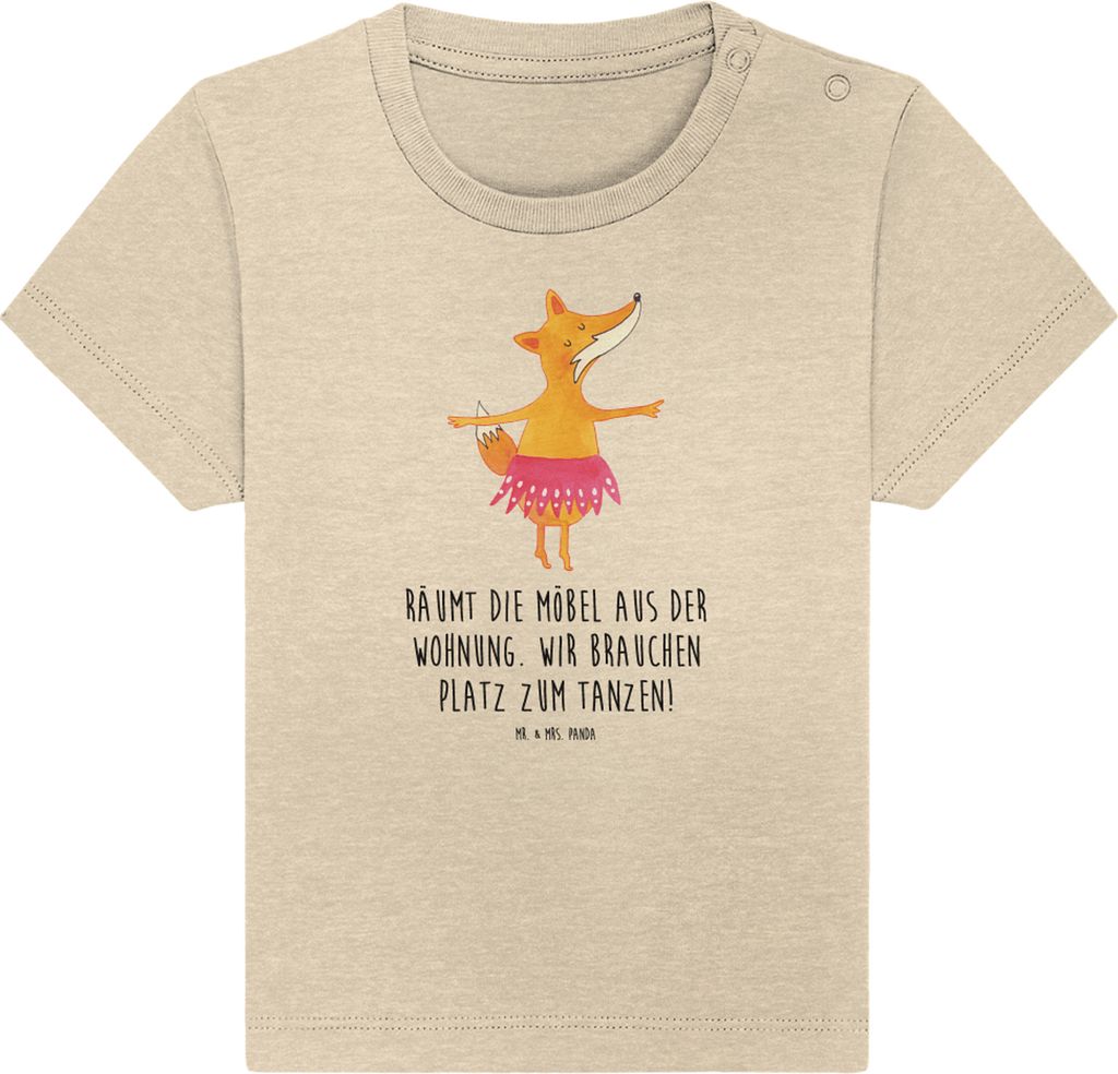 Mr. & Mrs. Panda T-Shirt Fuchs Ballerina 12. - 18. Monat - Natural Raw - Geschenk, Babyshirt, Baby Oberteil, Tanzen, Party, Einladung, Kurzarmshirt...