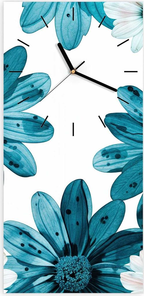 Wanduhr aus Glas mit Motiv Geblümt- 30 x 60 cm - inkl. Aufhängesystem