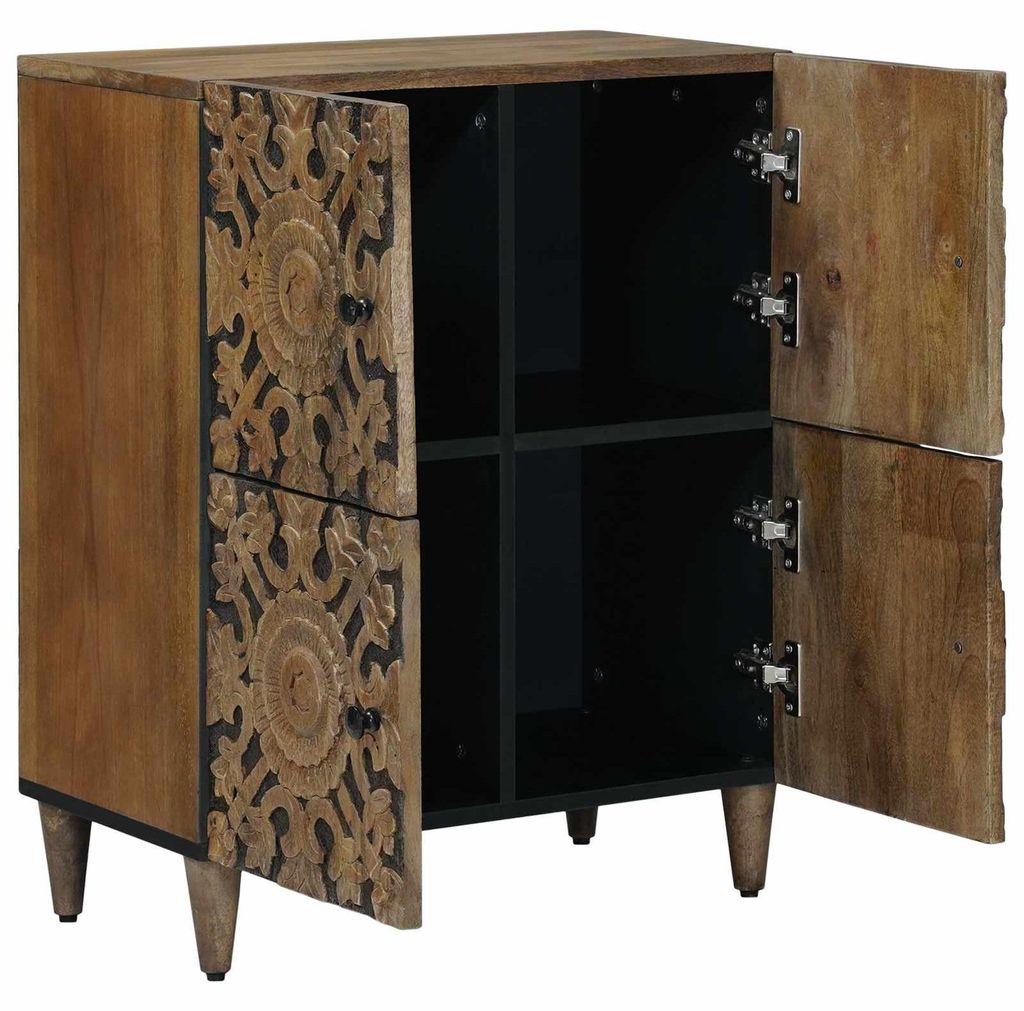 Eleganten-Stil Sideboard 1 pcs - Schuhschrank - moderne Design - mit Speicher Braun 60x33,5x75 cm Massivholz Mango - CD- & DVD-Regale - Möbel26