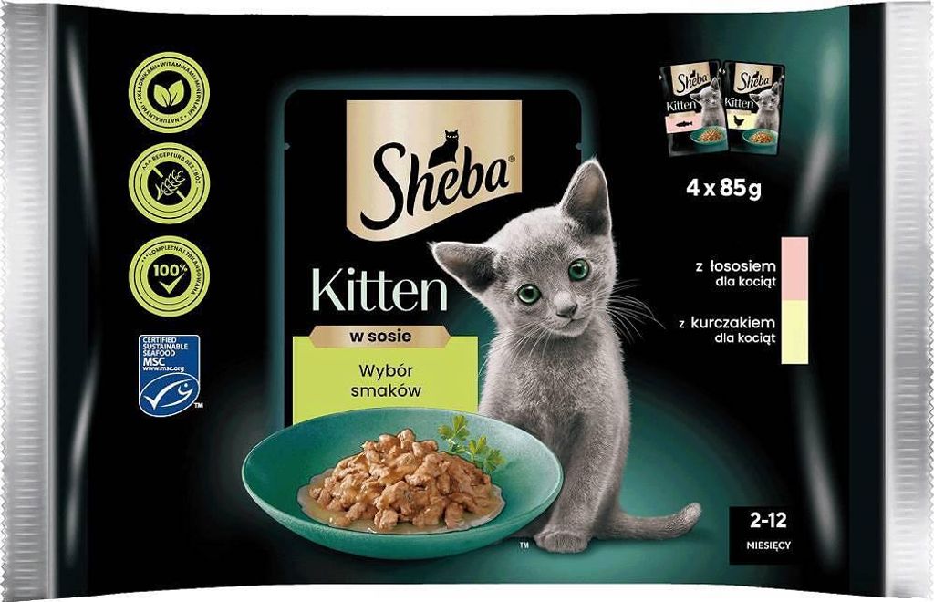 Sheba KITTEN Geschmacksauswahl in Sauce Nassfutter für Kätzchen 4x85g