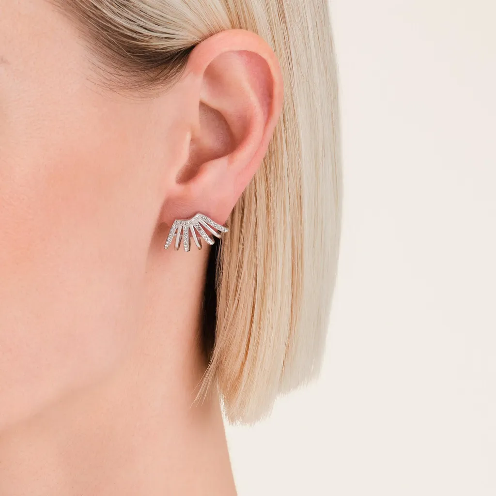 Boucles d'oreilles en acier inoxydable et véritable strass chic