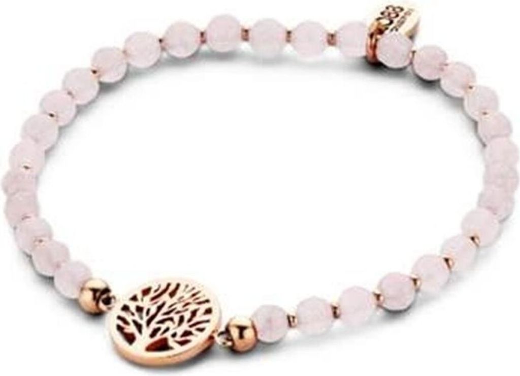 CO88 Collection Beloved 8CB-90222 Armband mit Stahleinsätzen – Lebensbaum Ø 12 mm – Jade-Naturstein 4 mm – Einheitsgröße – Cremeweiß /...