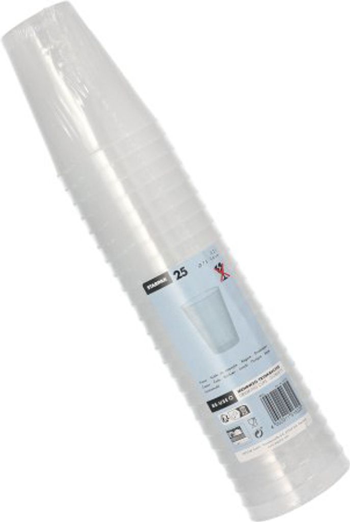 25 Mehrweg-Trinkbecher PP 0,2 l Ø 7,5 cm · 9,6 cm transluzent extra stabil