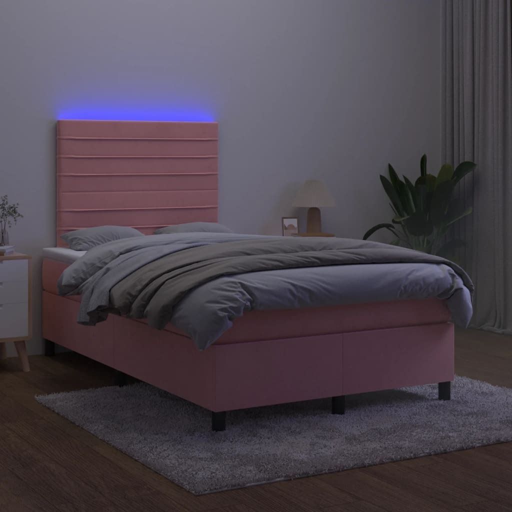 Maison Exclusive - Boxspringbett mit Matratze & LED Rosa 120x200 cm Samt