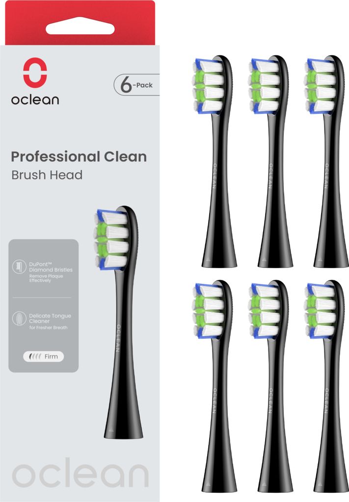 OCLEAN Bürstenkopf Professional Clean 6er Pack Schwarz Produktbild 