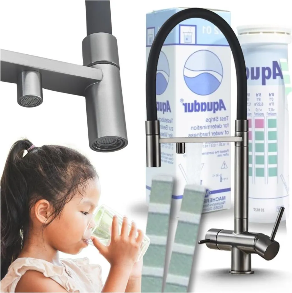 Rubinetto 3 Vie Estraibile HighFlex Antracite - Design Cucina Moderna