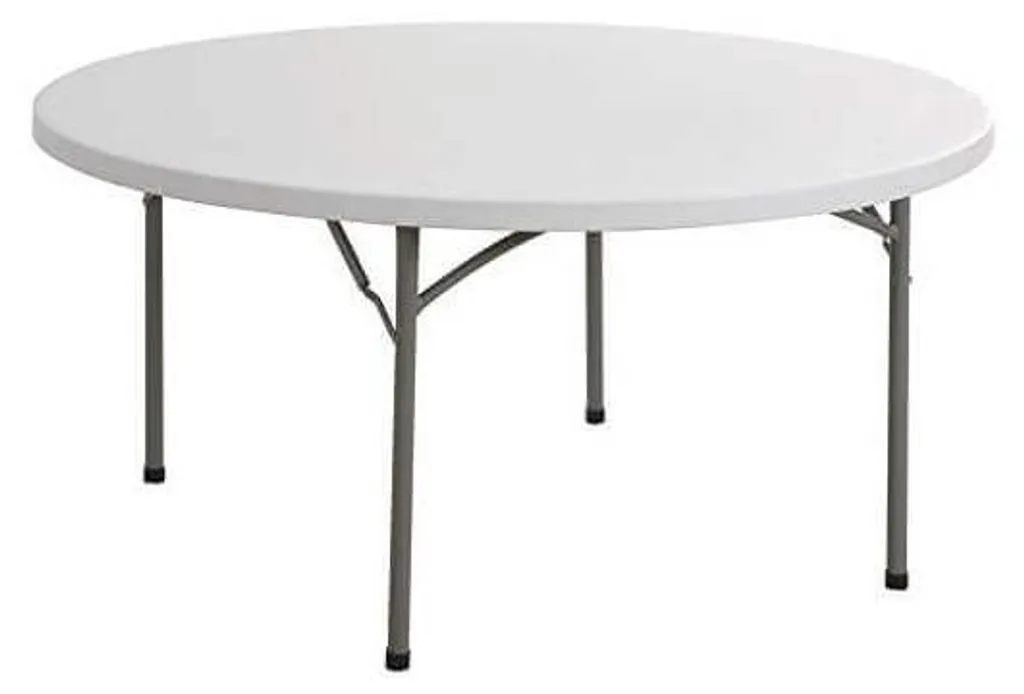 Table ronde pliante 120 cm en acier et polypropylène blanc - Modèle XL