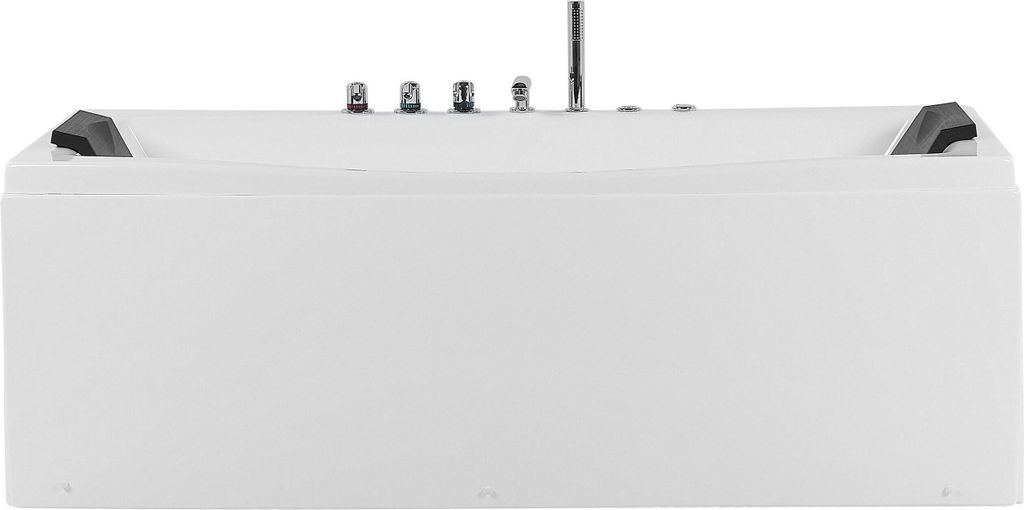BELIANI Whirlpool Badewanne Weiß 173 x 82 cm Sanitäracryl 2 Personen Massagedüsen Kopfstütze Indoor