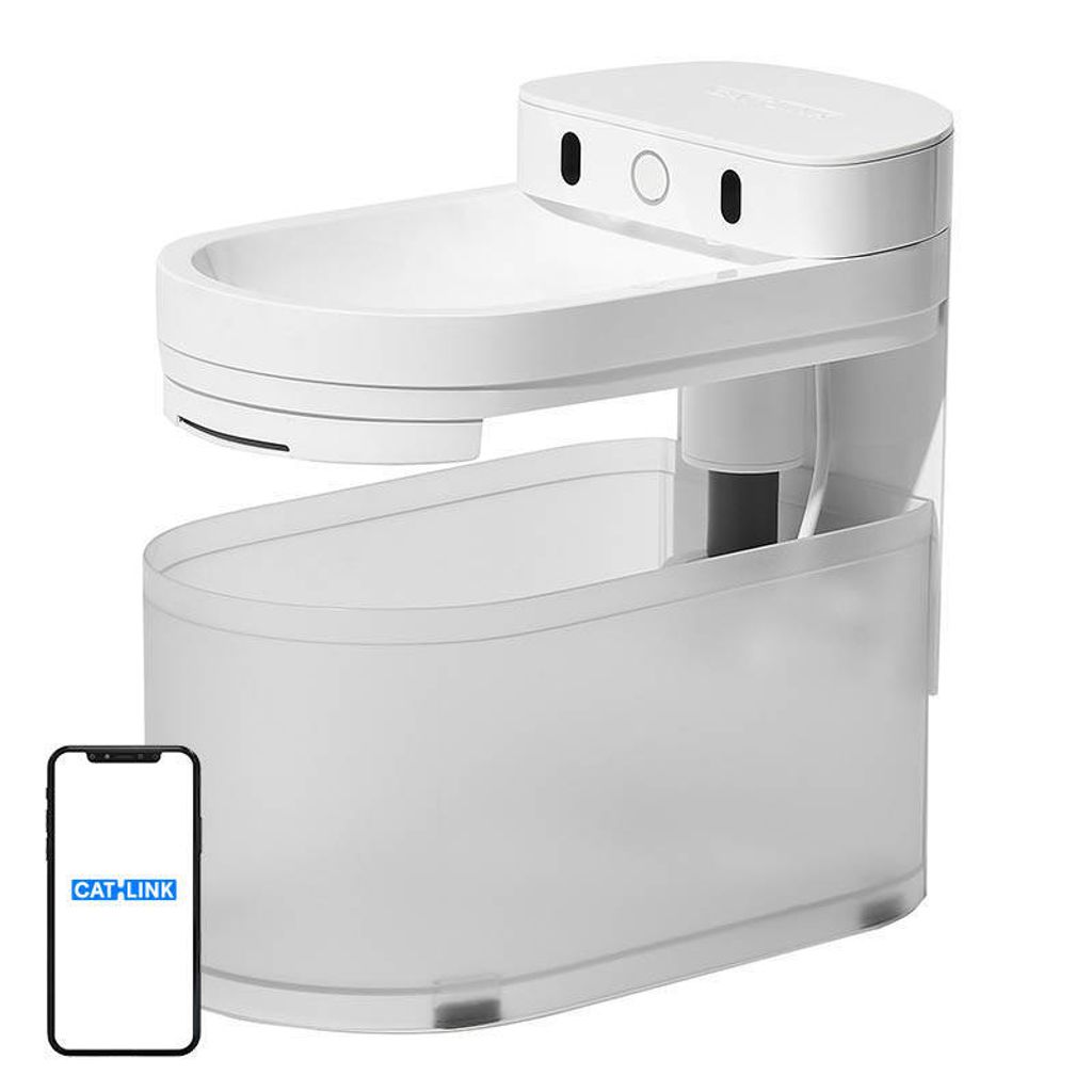 CATLINK AI Water Fountain, Automatische Haustiertränke, Acrylnitril-Butadien-Styrol (ABS), Weiß, Drinnen, Katze, 2,3 l