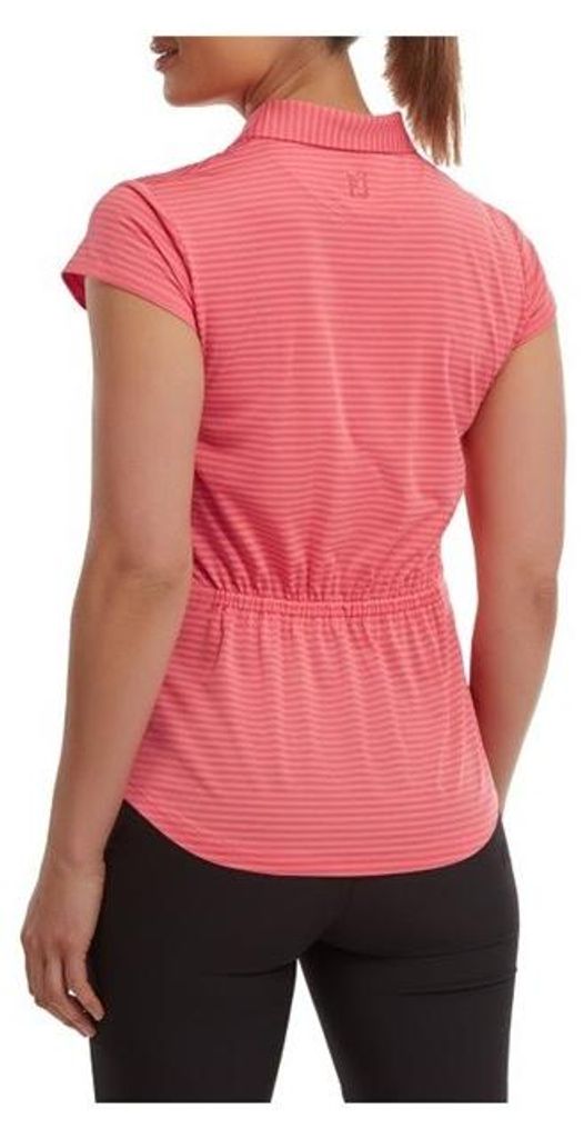 Footjoy Tonal Stripe Liste Damen-Golfpoloshirt in Koralle