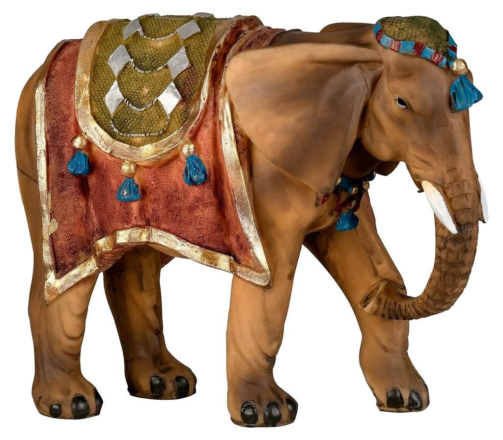 Elefant (Höhe 11 cm, handbemalt aus Kunstharz) – Krippentier und Krippenzubehör für orientalische Weihnachtskrippen