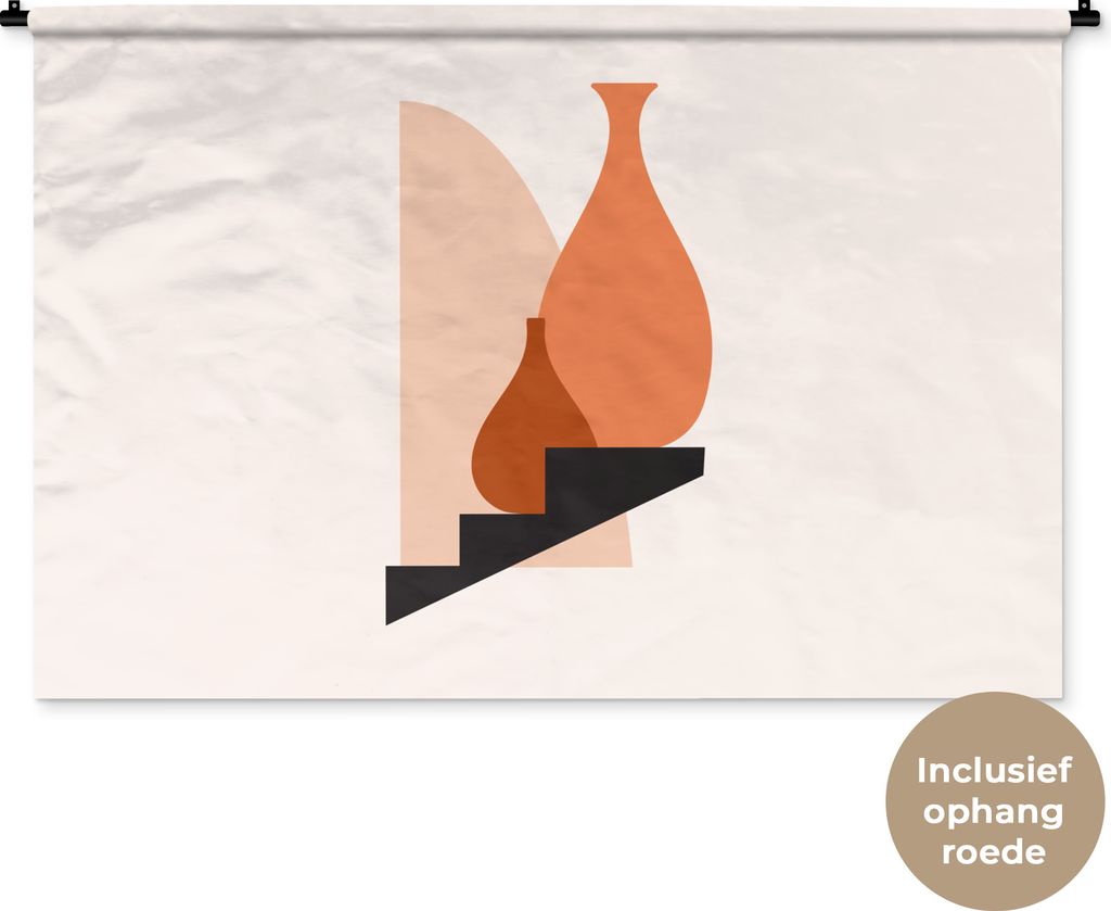 MuchoWow Wandteppich Wandbehang Vase - Abstrakt - Treppe 150x100 cm Tapisserie Dekoration Wandtuch - Waschbar - Tapisserien - Wand-Decke