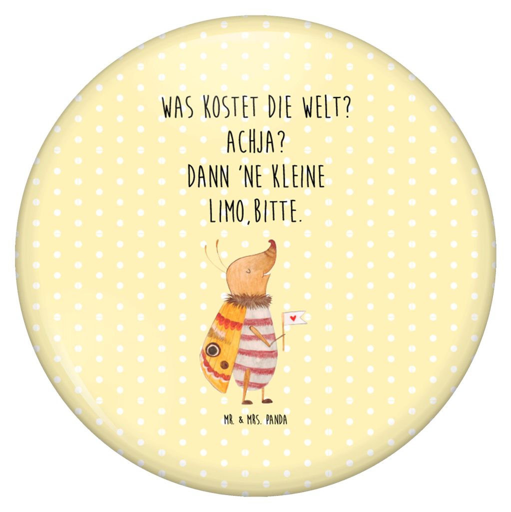 Mr. & Mrs. Panda Pin Nachtfalter Fähnchen - Gelb Pastell - Geschenk, Badge, Anstecker, Käfer, Lustige Sprüche, Spruch Lustig, Witzig, Plakette, ...