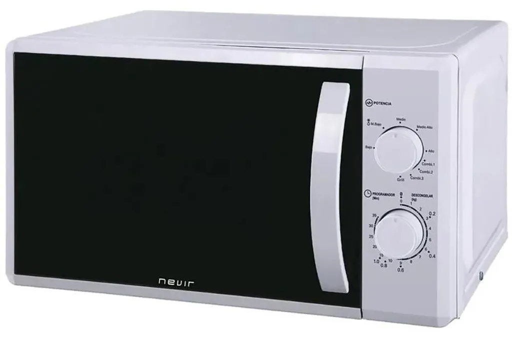 Petit Micro-ondes de Cuisine avec Grill Nevir 20L Idéal Etudiant Blanc