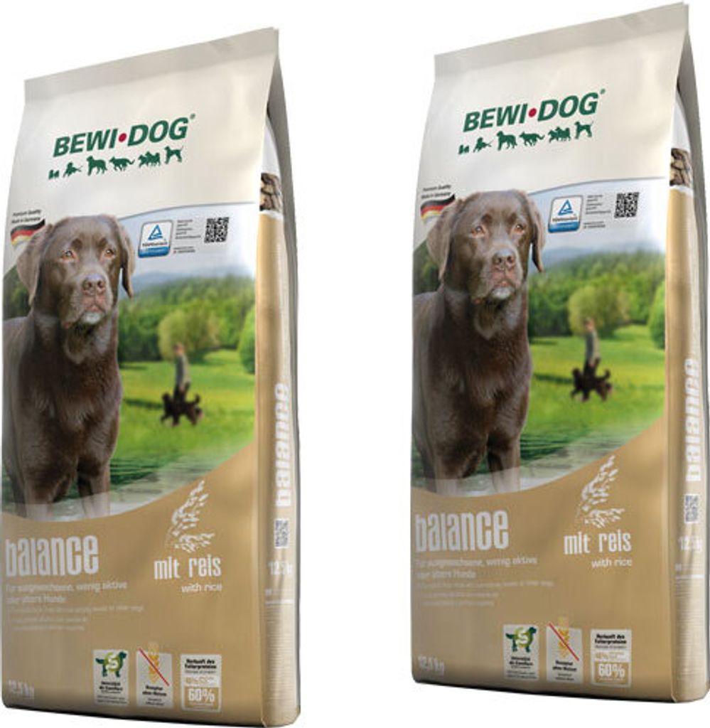 Bewi Dog Balance Hundefutter, weizenfrei, für Senioren & übergewichtige Hunde, 2 x 12,5 kg