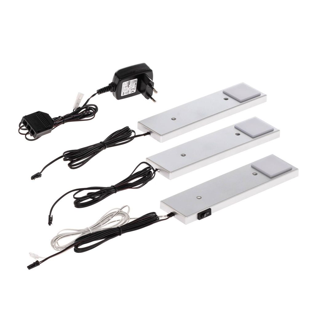Lindby Amaryll LED-Unterbauleuchte, 3er-Set silber