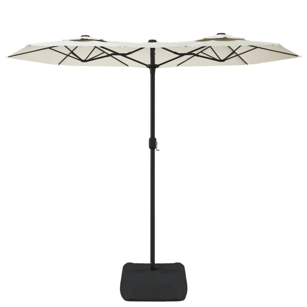 Grand parasol double rectangulaire blanc sable pour grande terrasse