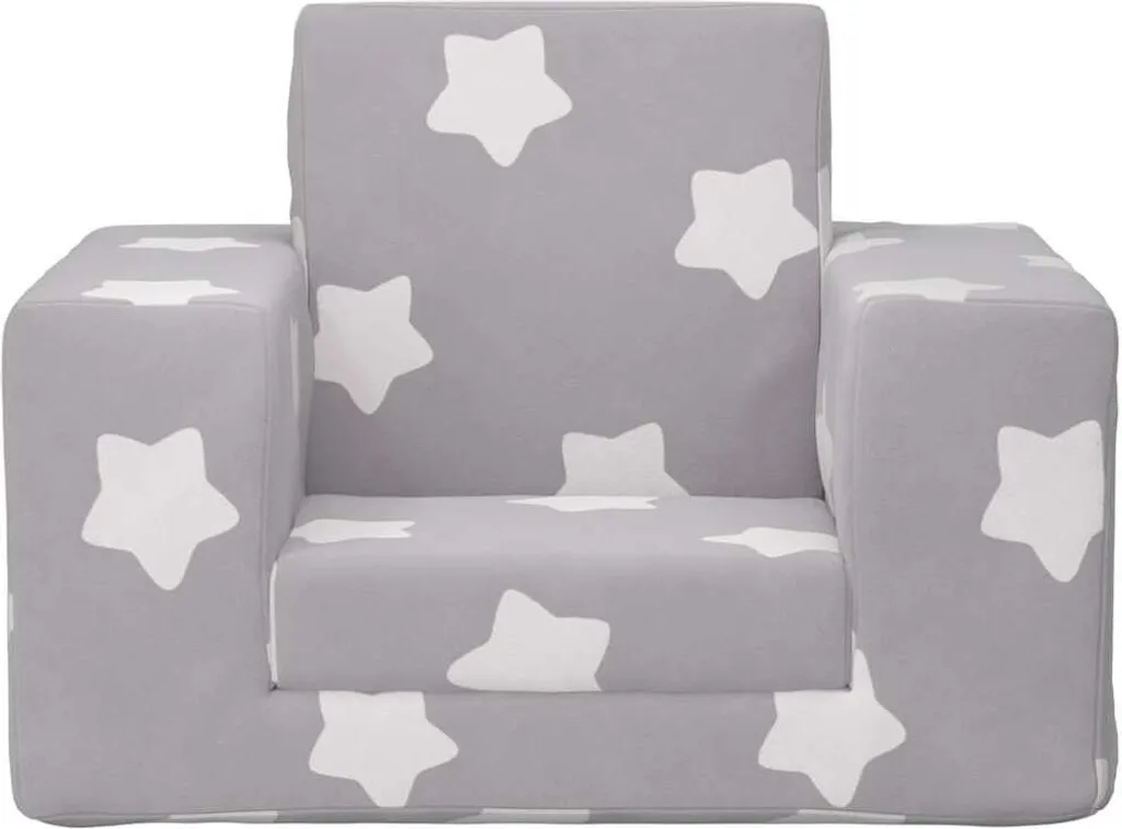 Petit canapé-lit pliable pour chambre d'enfant Gris clair à Étoiles - 3