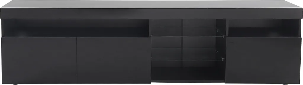 Merax Meuble TV Noir Brillant 180cm avec Éclairage LED et Télécommande