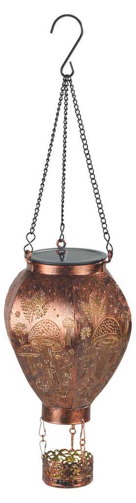 Maximex Solar Gartenleuchte Heißluftballon in Bronze-Optik, hängend, warmweiße LEDs, Dämmerungssensor, wetterfest, Solarleuchte für Garten, Ba...