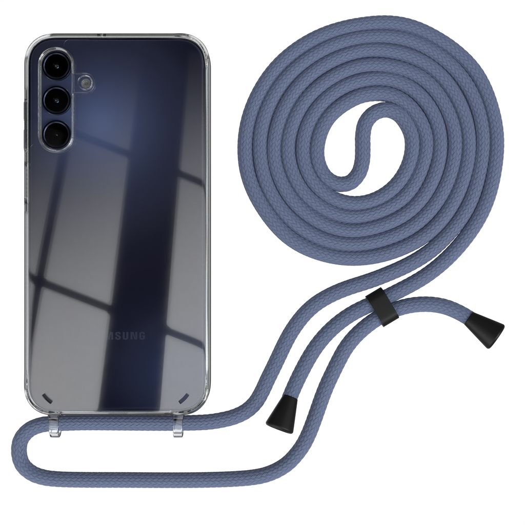 EAZY CASE Handykette kompatibel mit Samsung Galaxy A15, Handyhülle mit Umhängeband, Handykordel, Schutzhülle Clear, Band in Grün
