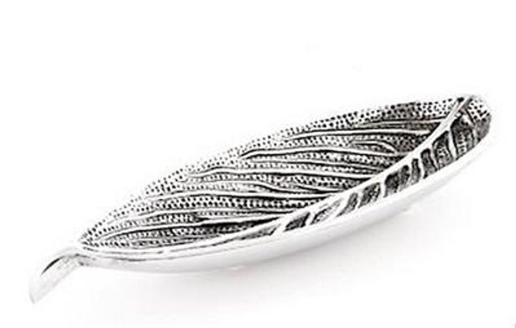 Porte-encens - feuille blanche en métal blanc Image du produit 