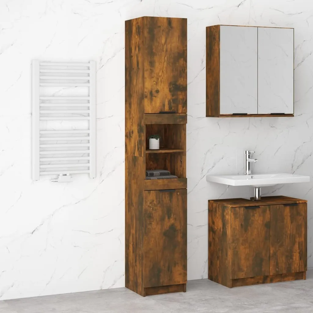 Colonna Bagno Rovere Affumicato 32x34x188,5 cm Maison Exclusive Legno