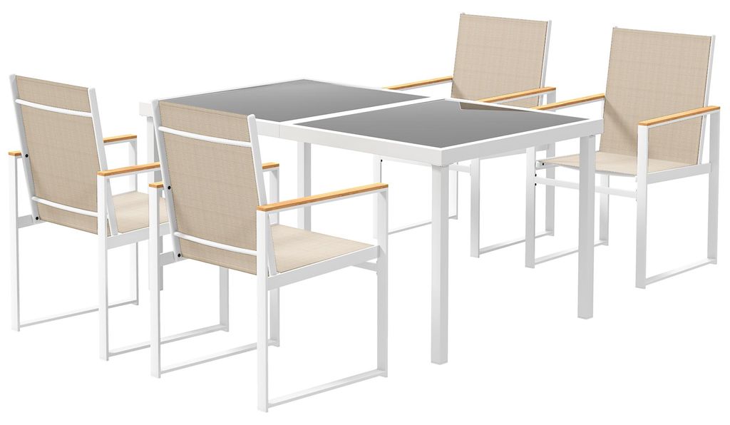 Outsunny zitset, 5-delig. Eetset voor 4 personen. Productafbeelding 