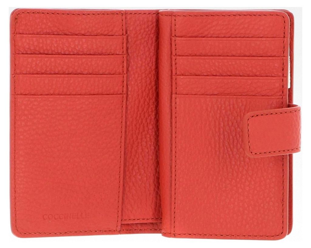 Metallic Soft Mini Geldbörse aus genarbtem Leder in Grenadine Rot