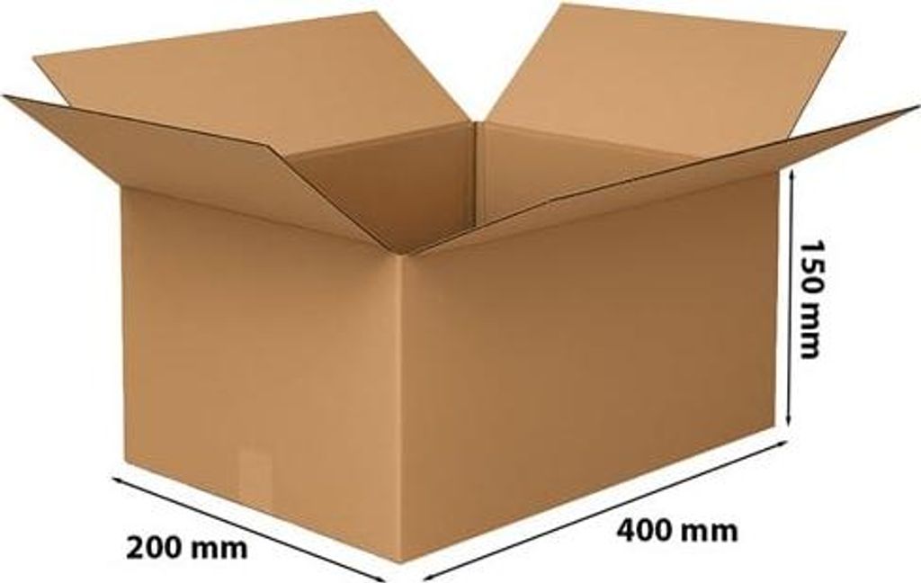 Faltkartons Kartonbox zum Verpacken 400 x 200 x 150 mm, Set mit 50 Stück