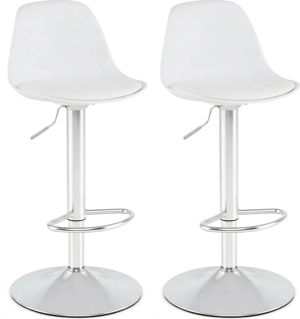 Tabourets de bar pivotants 360° en simili cuir blanc réglables Modèle LYS