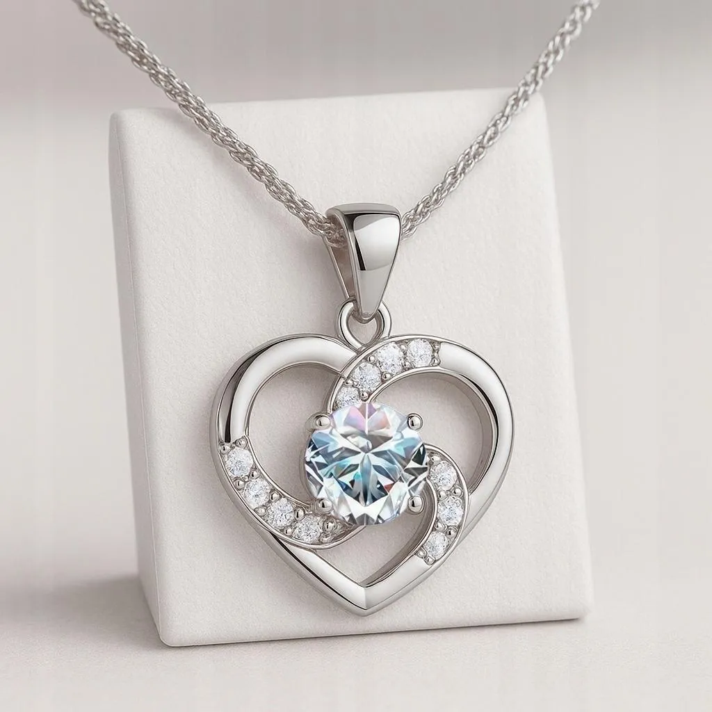Collana Ciondolo Cuore Smeraldo e 73 Diamanti