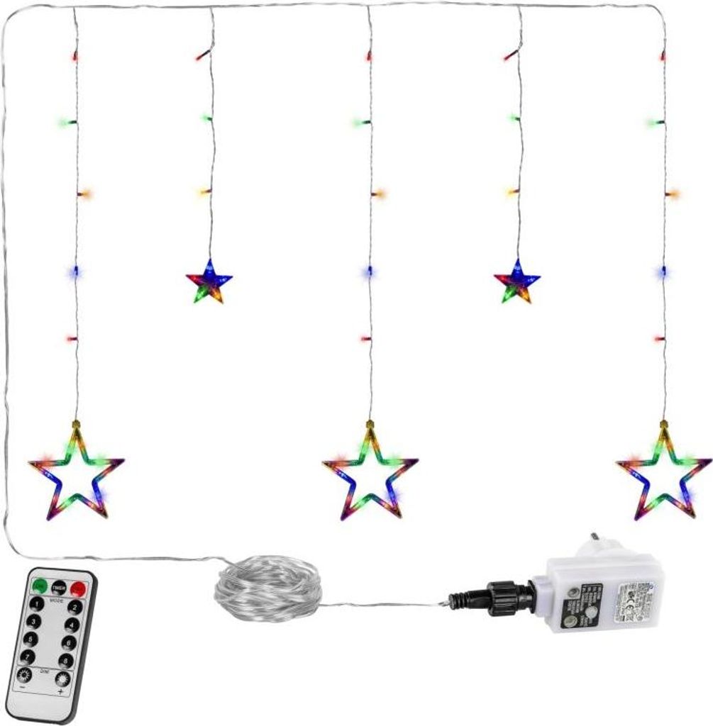 VOLTRONIC Vianočný záves, 5 hviezd, 61 LED, farebný, Obrázok produktu 