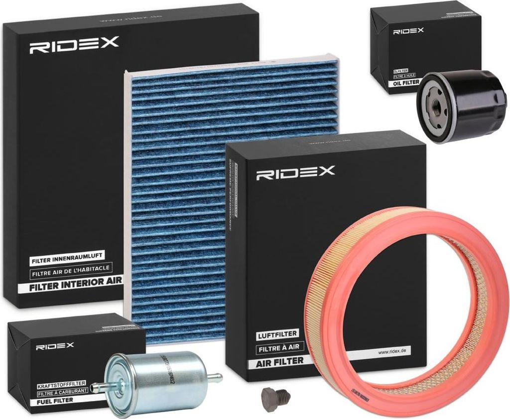 RIDEX Filterset Inspektionspaket Filtersatz für VW Polo Schrägheck (6N1) Caddy II Kastenwagen (9K9A) Polo Classic (6V2) Polo Variant (6V5)