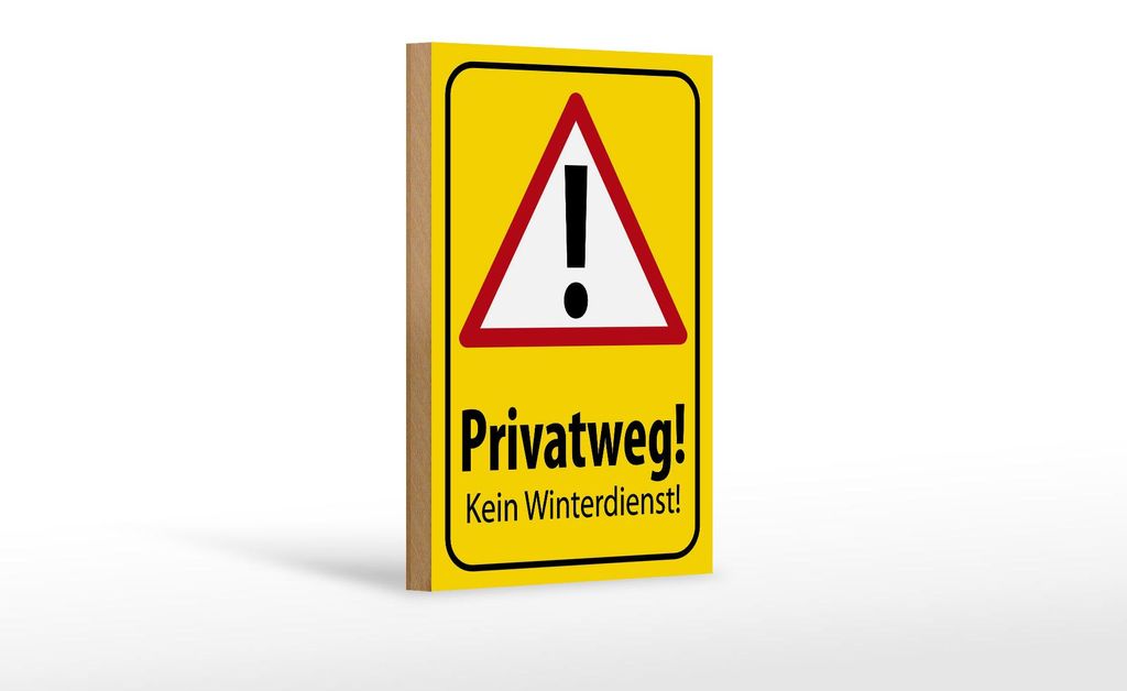 Holzschild Hinweis 12x18cm Privatweg kein Winterdienst Produktbild 