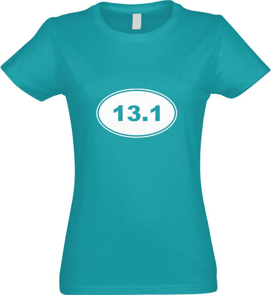 Kiwistar - T-Shirt tailliert - Damen - türkis - 13.1 Run - mit Motiv Bedruckt - Funshirt Design - Sport - Freizeit - Damen - S
