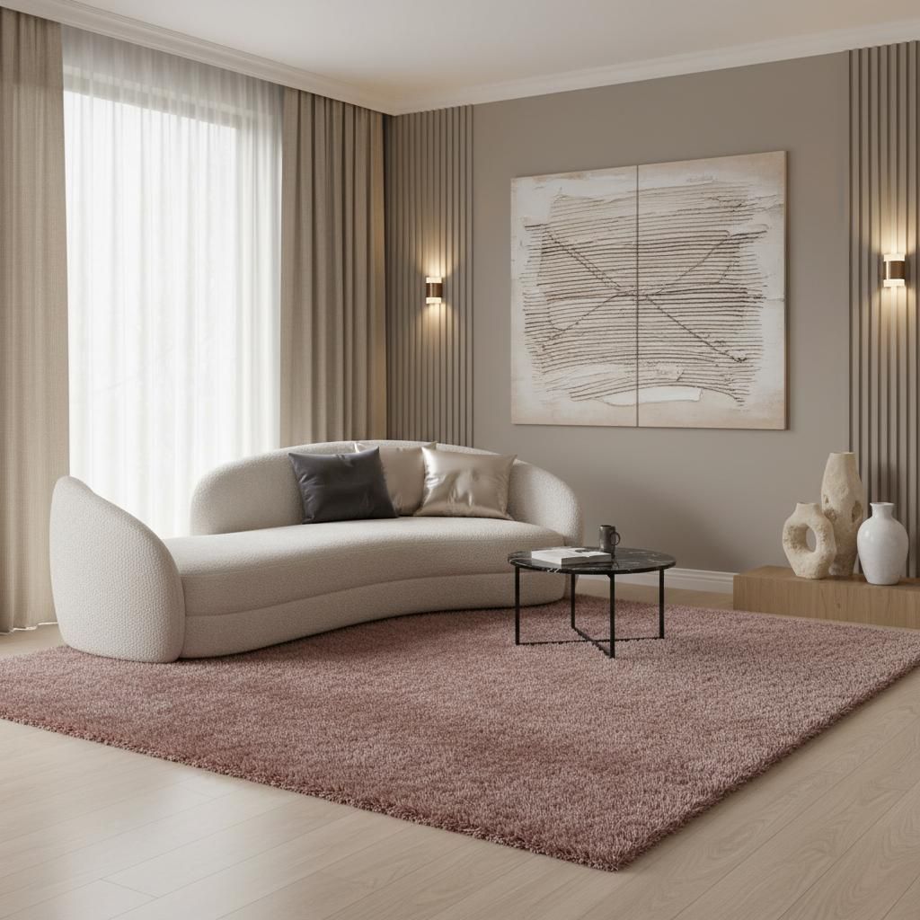 Hochflorteppich Einfarbig Weich Flauschig Waschbar Strapazierfähig | Wohnzimmer Fußbodenheizung geeignet | SALZACH – Kadima Design