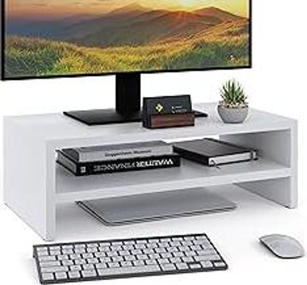ComfortCove Monitorständer, 2-stufiger Monitorständer, Ständer für Computermonitore, Laptopständer, Computerständer, Druckerständer mit Abla...